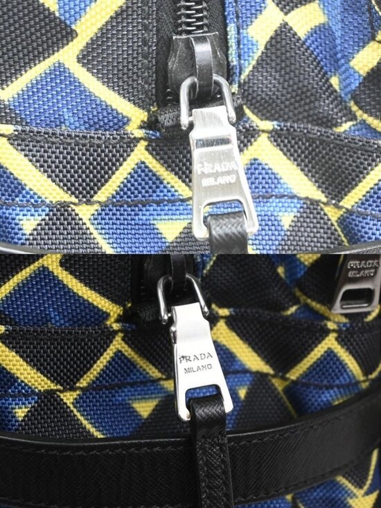 PRADA Logo Back Pack Bag Nylon Leather Yellow Blue Black SHW main image 16